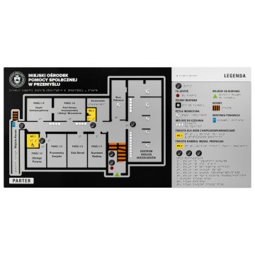 Braille and NFC tile plan - Hard PVC, ADA plastic, 3D doming, laminate and acrylic - Dimension 900x440 mm - TAB678