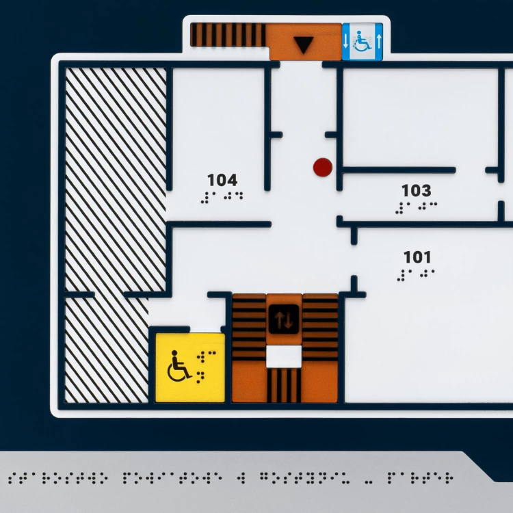 Braille tile plan - PVC hard, ADA plastic, laminate and acrylic - Dimension 480x440 mm - TAB676