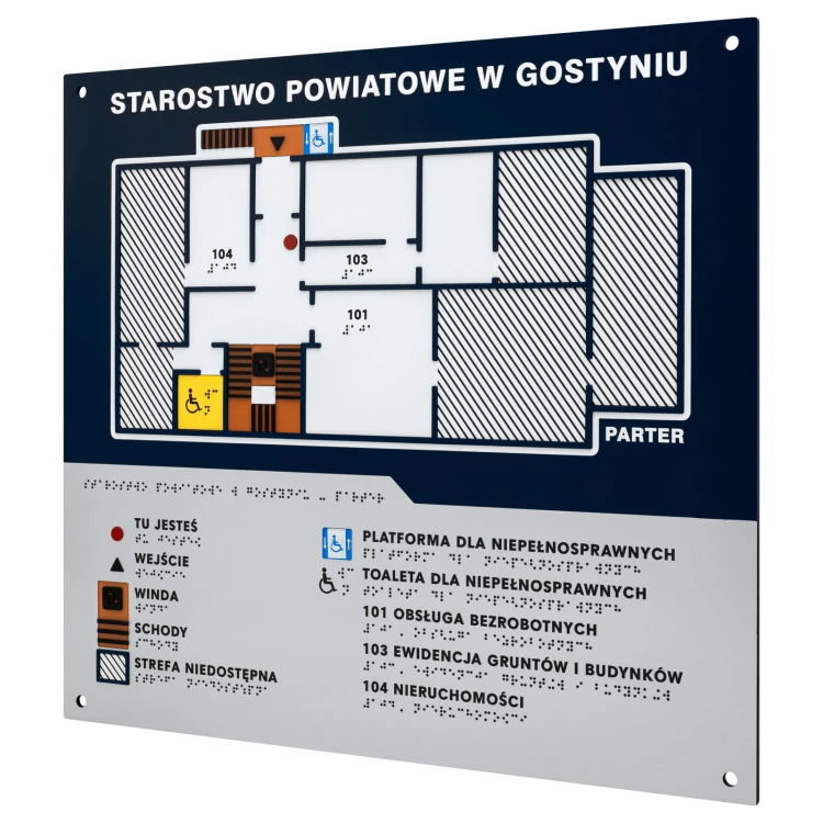 Braille tile plan - PVC hard, ADA plastic, laminate and acrylic - Dimension 480x440 mm - TAB676