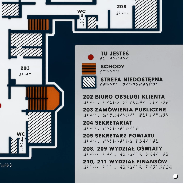 Braille tile plan - PVC hard, ADA plastic, laminate and acrylic - Dimension 450x520 mm - TAB677