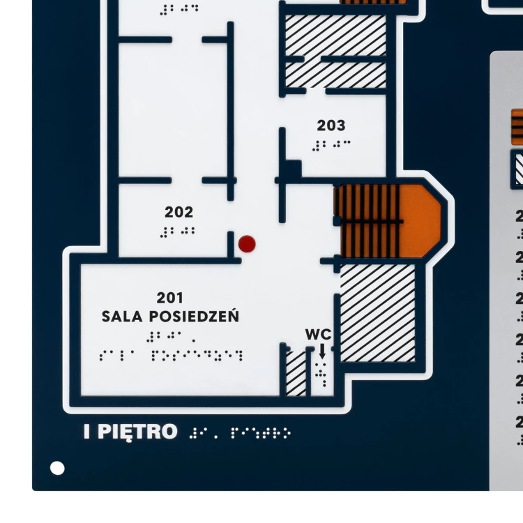 Braille tile plan - PVC hard, ADA plastic, laminate and acrylic - Dimension 450x520 mm - TAB677
