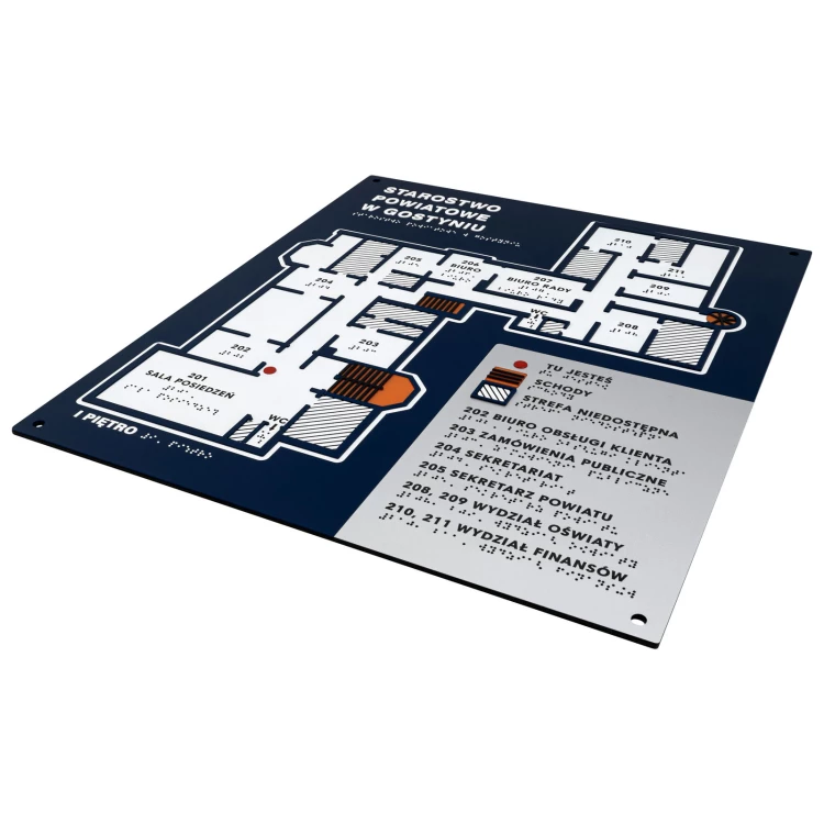 Braille tile plan - PVC hard, ADA plastic, laminate and acrylic - Dimension 450x520 mm - TAB677