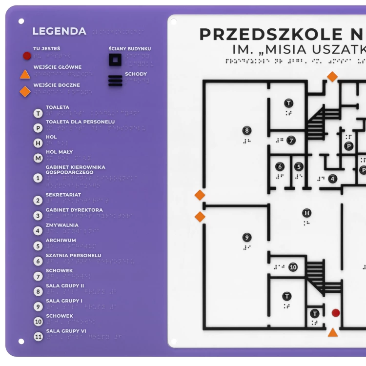 Braille plan with ADA material, 3D doming, laminate and acrylic - Size 690x450 mm - TAB680