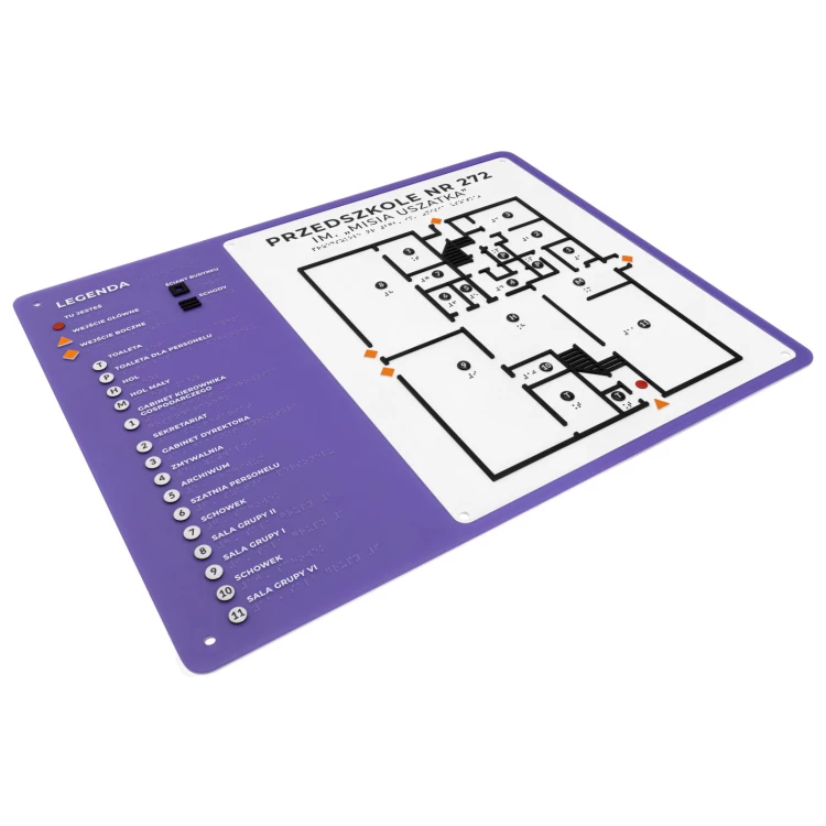 Braille plan with ADA material, 3D doming, laminate and acrylic - Size 690x450 mm - TAB680