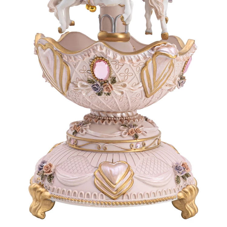 Musical carrousel with music box - Horses - Christening souvenir - POZ010