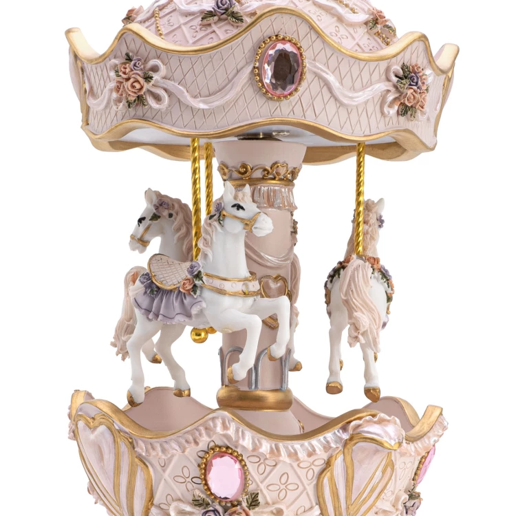 Musical carrousel with music box - Horses - Christening souvenir - POZ010