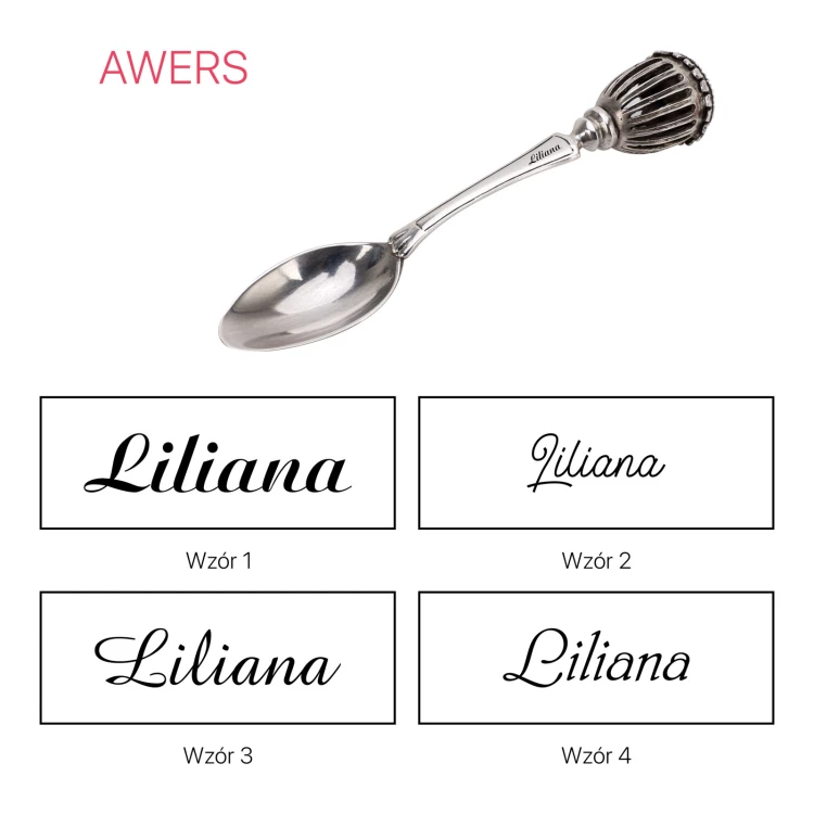 Silver spoon with rattle in wooden box with dedication - Christening souvenir - SRB018-1