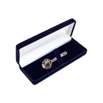 Silver rattle in velour box with dedication - Christening souvenir  - SRB043