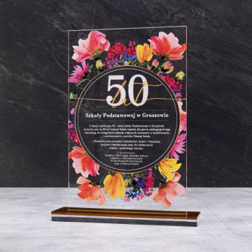 Acrylic statuette - anniversary gift - transparent acrylic - H 24 cm - DTA126