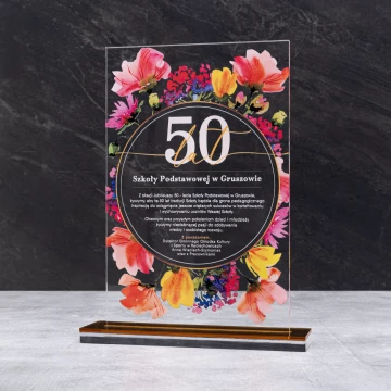 Acrylic statuette - anniversary gift - transparent acrylic - H 24 cm - DTA126