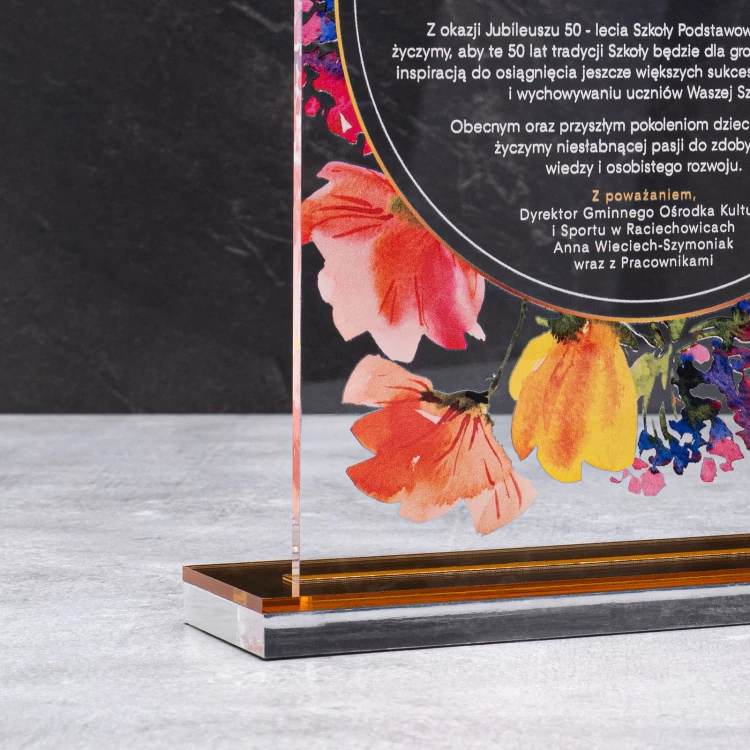 Acrylic statuette - anniversary gift - transparent acrylic - H 24 cm - DTA126