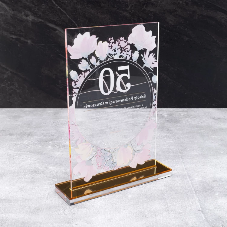 Acrylic statuette - anniversary gift - transparent acrylic - H 24 cm - DTA126