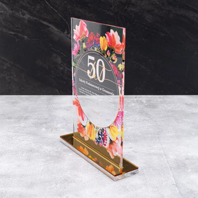 Acrylic statuette - anniversary gift - transparent acrylic - H 24 cm - DTA126