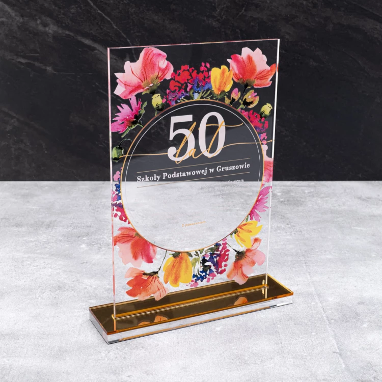 Acrylic statuette - anniversary gift - transparent acrylic - H 24 cm - DTA126