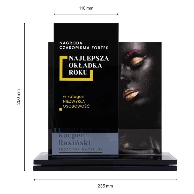 UV-printed acrylic statuette - award for exceptional achievement - height 25 cm - DTA131