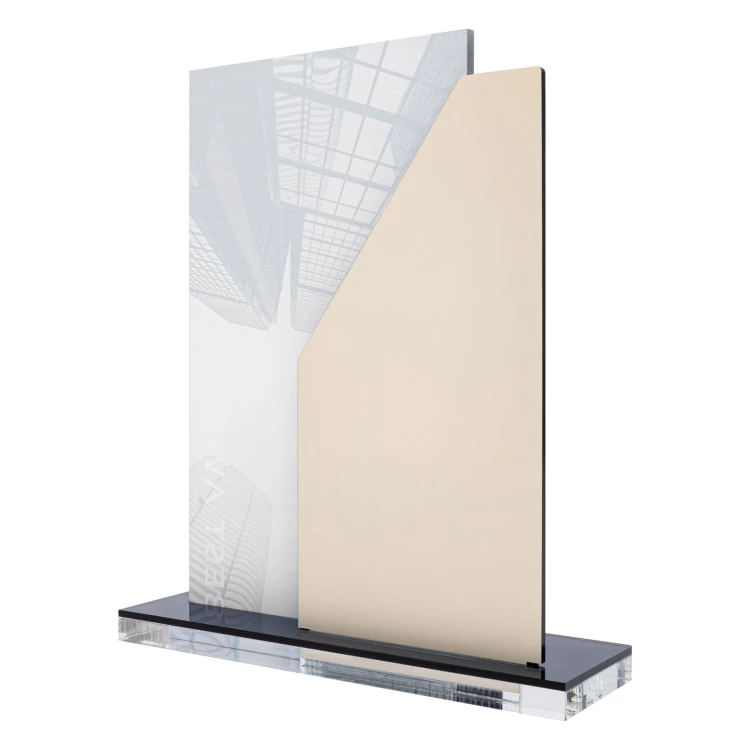 UV printed business statuette - graphite mirror acrylic - height 24 cm - DTA211