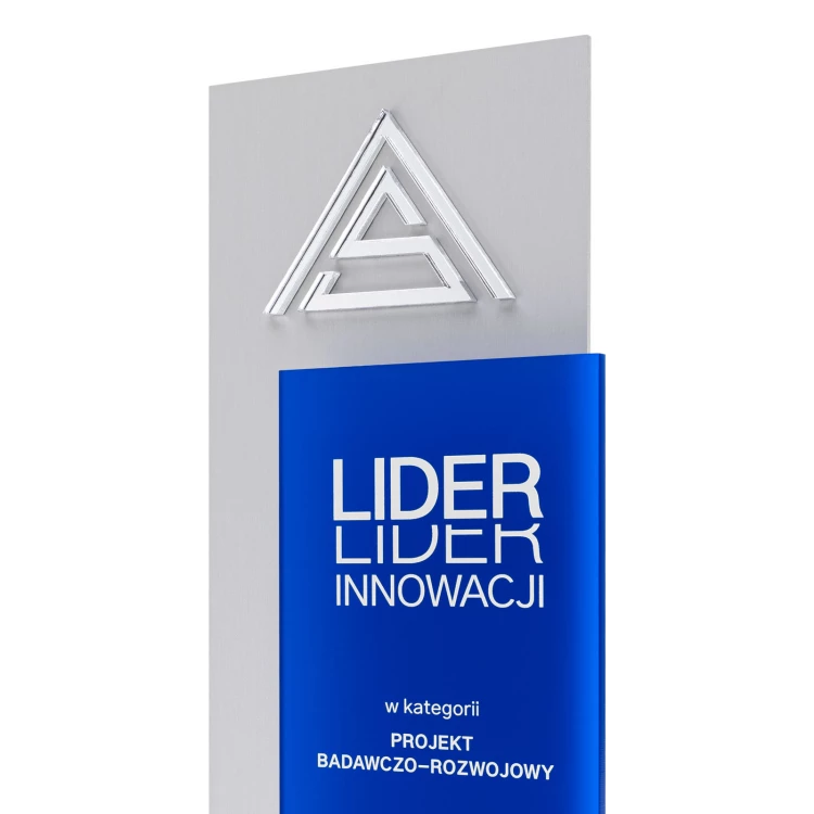 UV-printed acrylic statuette with raised logo - innovation leader - height 24.8 cm - DTA161
