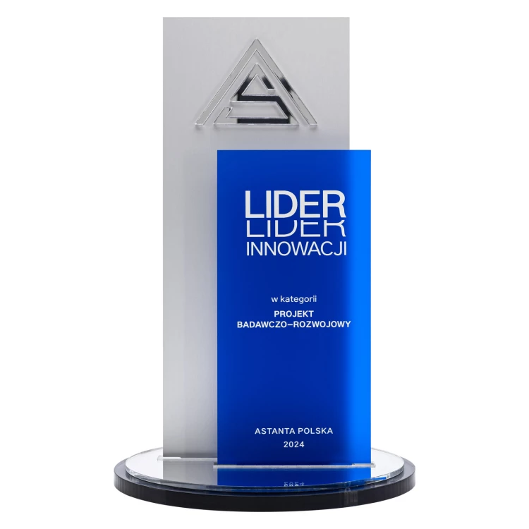 UV-printed acrylic statuette with raised logo - innovation leader - height 24.8 cm - DTA161