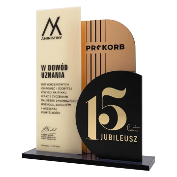 Business anniversary statuette - 15th anniversary gift for your company - height 26 cm - DTA165