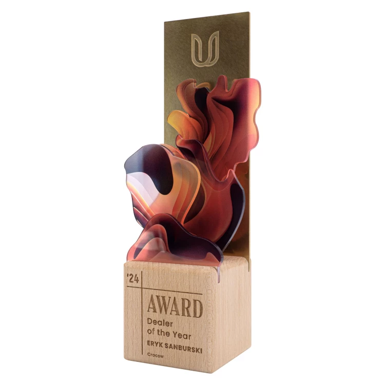 Business statuette - wood, acrylic and brass - H 23 cm - DTA164