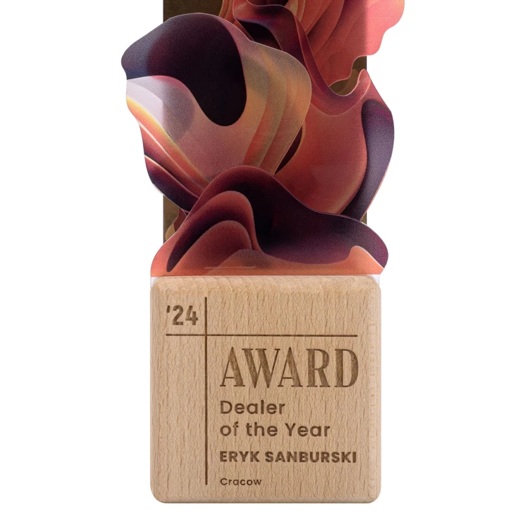 Business statuette - wood, acrylic and brass - H 23 cm - DTA164