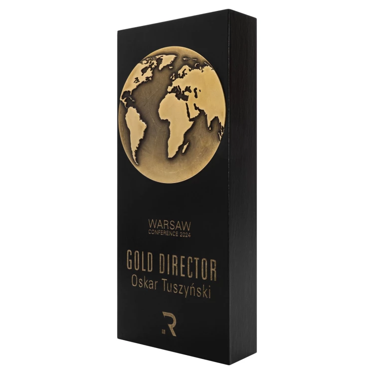 Golden World business statuette - wood and brass - H 23 cm - DTA167