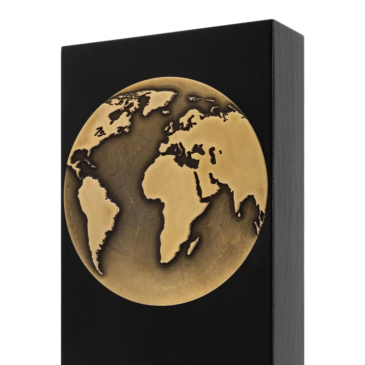 Golden World business statuette - wood and brass - H 23 cm - DTA167