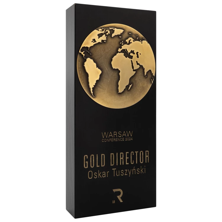 Golden World business statuette - wood and brass - H 23 cm - DTA167