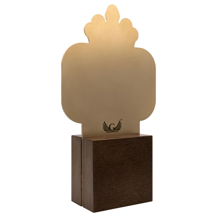 Exclusive business statuette with engraving - solid wood and brass - H 294 mm - DTA169