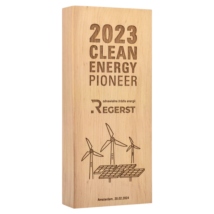 Wooden statuette with engraving - award for exceptional achievement - height 23 cm - DTA120