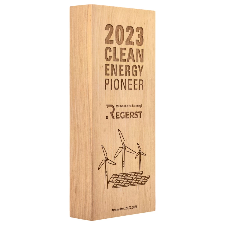 Wooden statuette with engraving - award for exceptional achievement - height 23 cm - DTA120