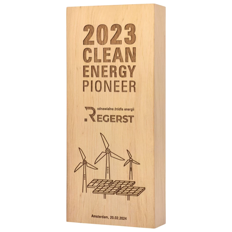 Wooden statuette with engraving - award for exceptional achievement - height 23 cm - DTA120