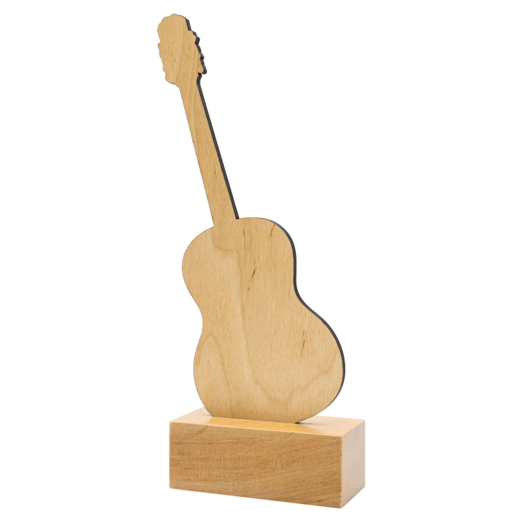Wooden statuette for a musician in the shape of a guitar - UV print - height 27.5 cm - DTA153