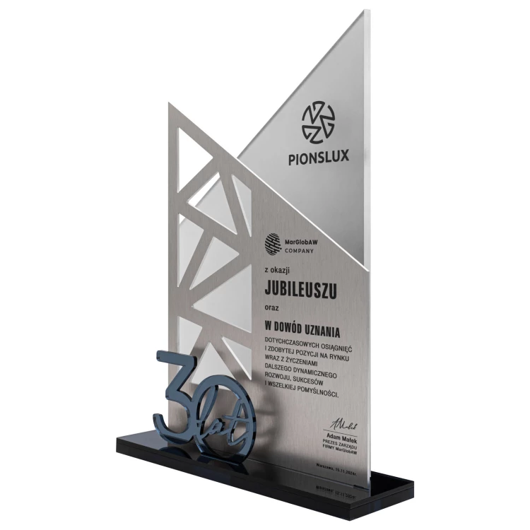 Anniversary statuette with company logo - 30th anniversary gift - height 30 cm - DTA171