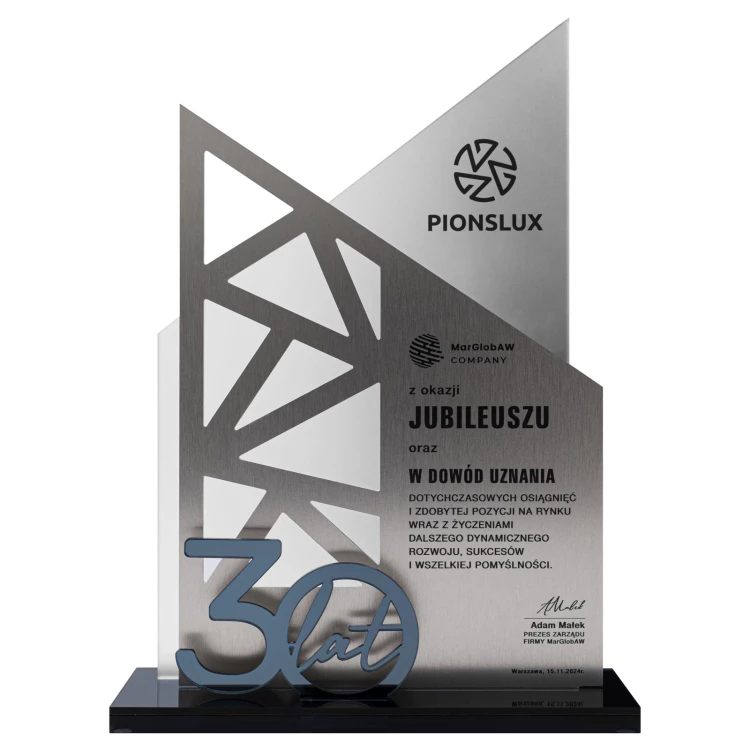 Anniversary statuette with company logo - 30th anniversary gift - height 30 cm - DTA171
