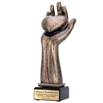 Cast statuette with engraving - good heart - height 24 cm - FOL067