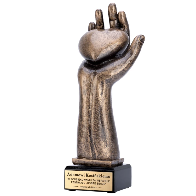 Cast statuette with engraving - good heart - height 24 cm - FOL067