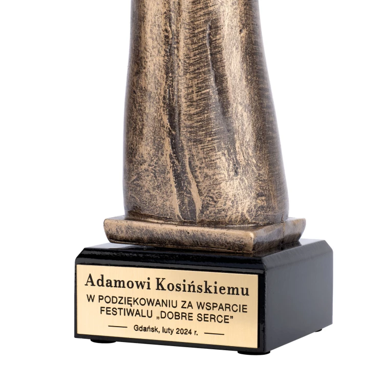 Cast statuette with engraving - good heart - height 24 cm - FOL067