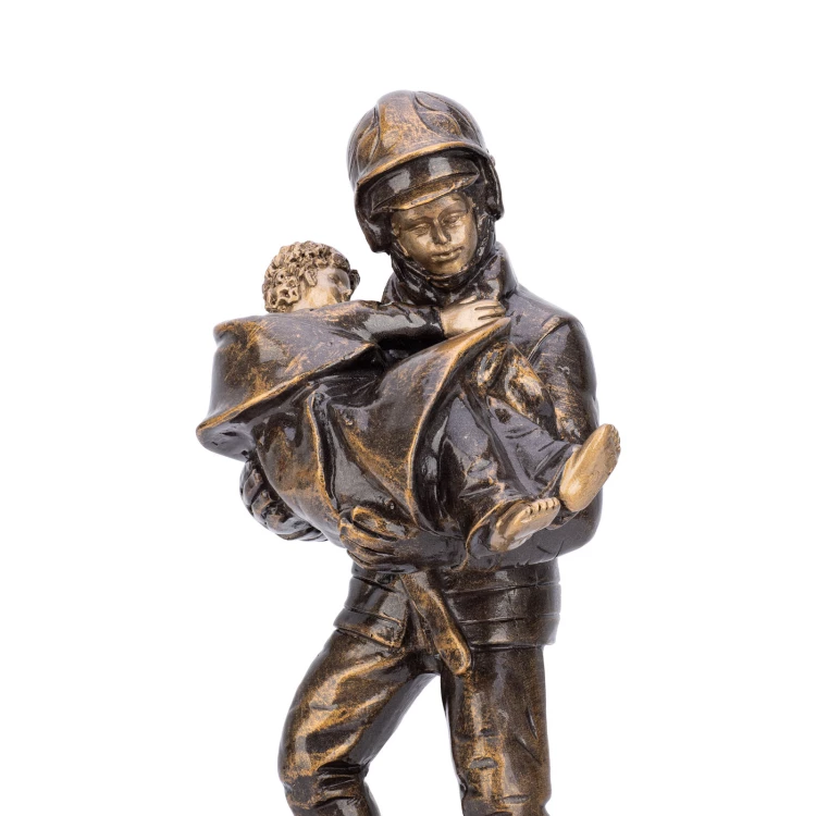 Firefighter statuette - cast with engraving - height 27.5 cm - FOL068