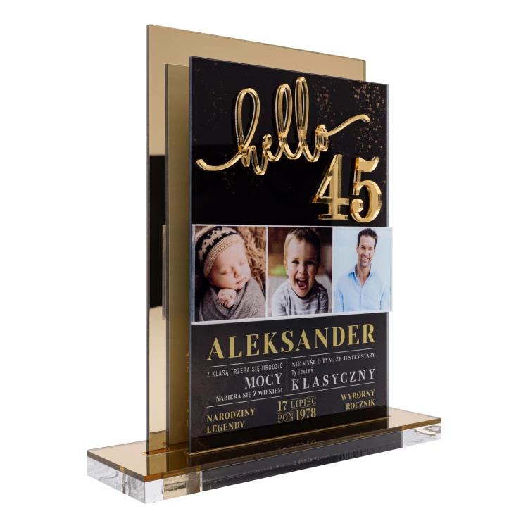 Acrylic statuette - birthday gift - gold mirror acrylic - height 23 cm - DTA147
