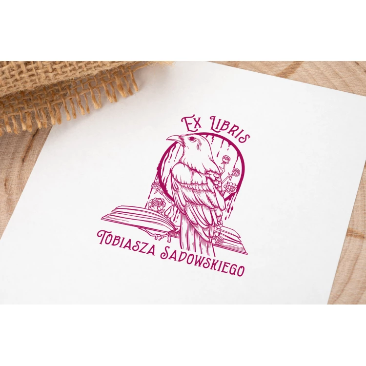 Ex Libris ink stamp - 50x50mm bite size - EX044