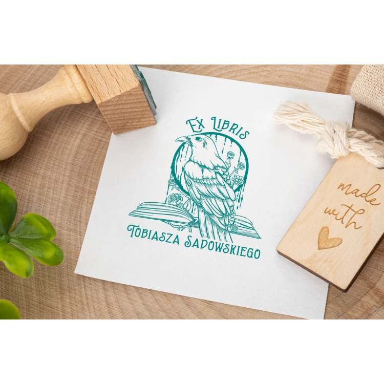Ex Libris ink stamp - 50x50mm bite size - EX044