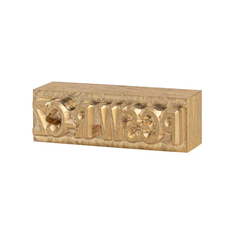 Brass stamp for hot stamping of logos - die dimensions: 36x12mm - CNC113