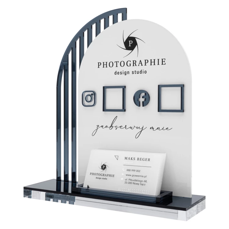 Acrylic stand with QR codes and space for business cards - H 23 cm - ST081