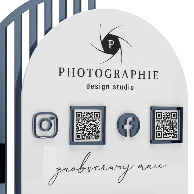 Acrylic stand with QR codes and space for business cards - H 23 cm - ST081