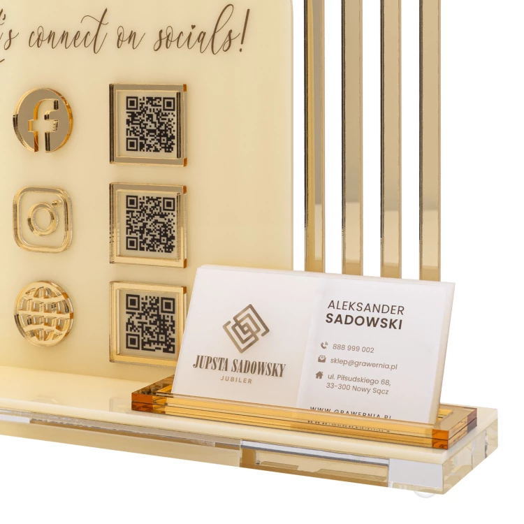 Acrylic stand with QR codes and space for business cards - H 23 cm - ST085