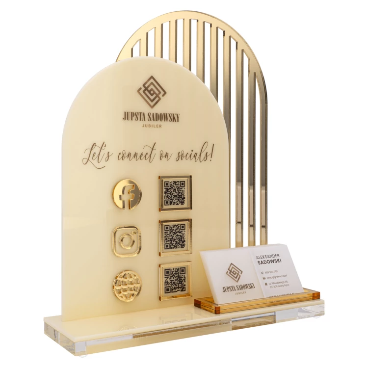 Acrylic stand with QR codes and space for business cards - H 23 cm - ST085