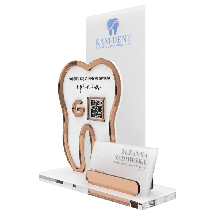 Acrylic stand with QR code and space for business cards - size 22 cm - ST088