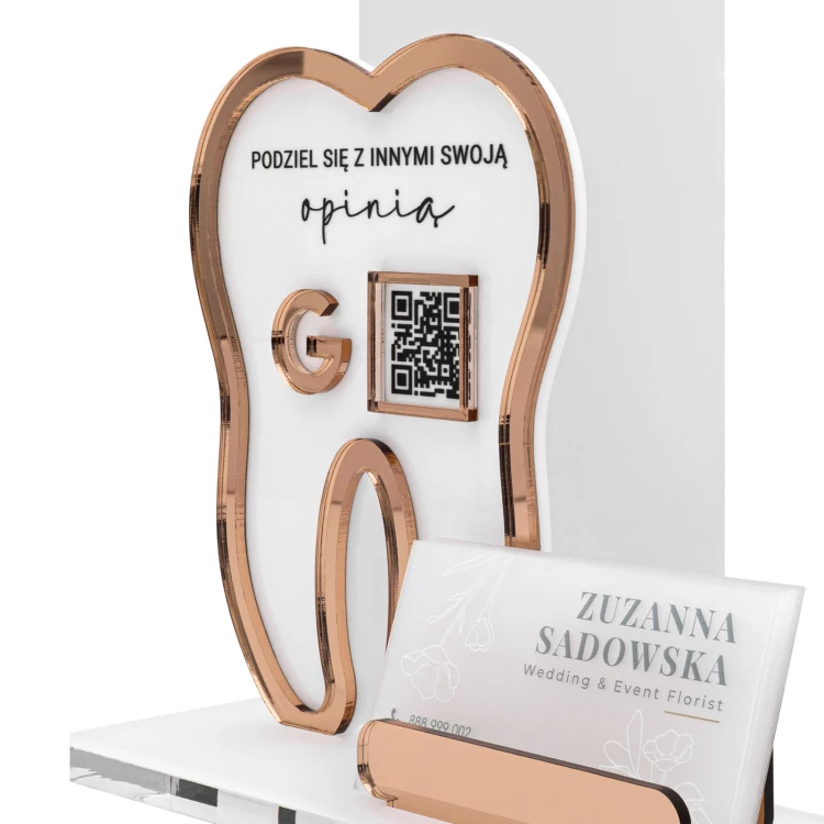 Acrylic stand with QR code and space for business cards - size 22 cm - ST088