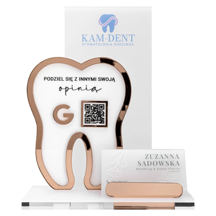 Acrylic stand with QR code and space for business cards - size 22 cm - ST088